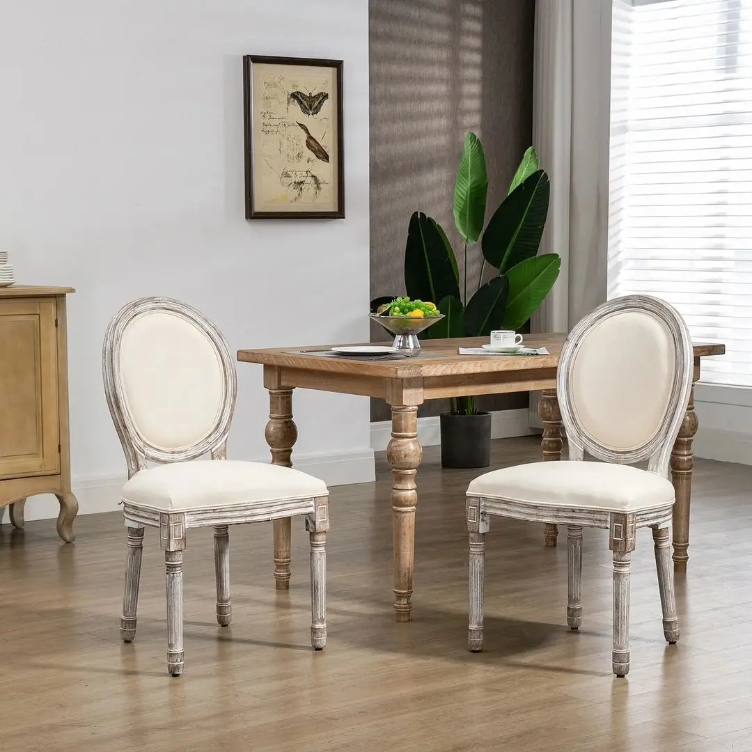 Set scaune Homcom 835-114V01 50x55x96 cm (White Cream/Antique Wood)