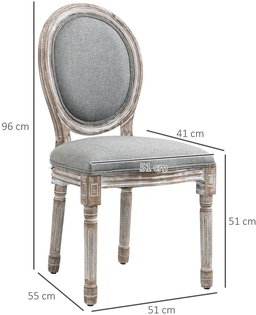 Set scaune Homcom 835-114V01GY 50x55x96 cm (Grey/Antique Wood) - 3