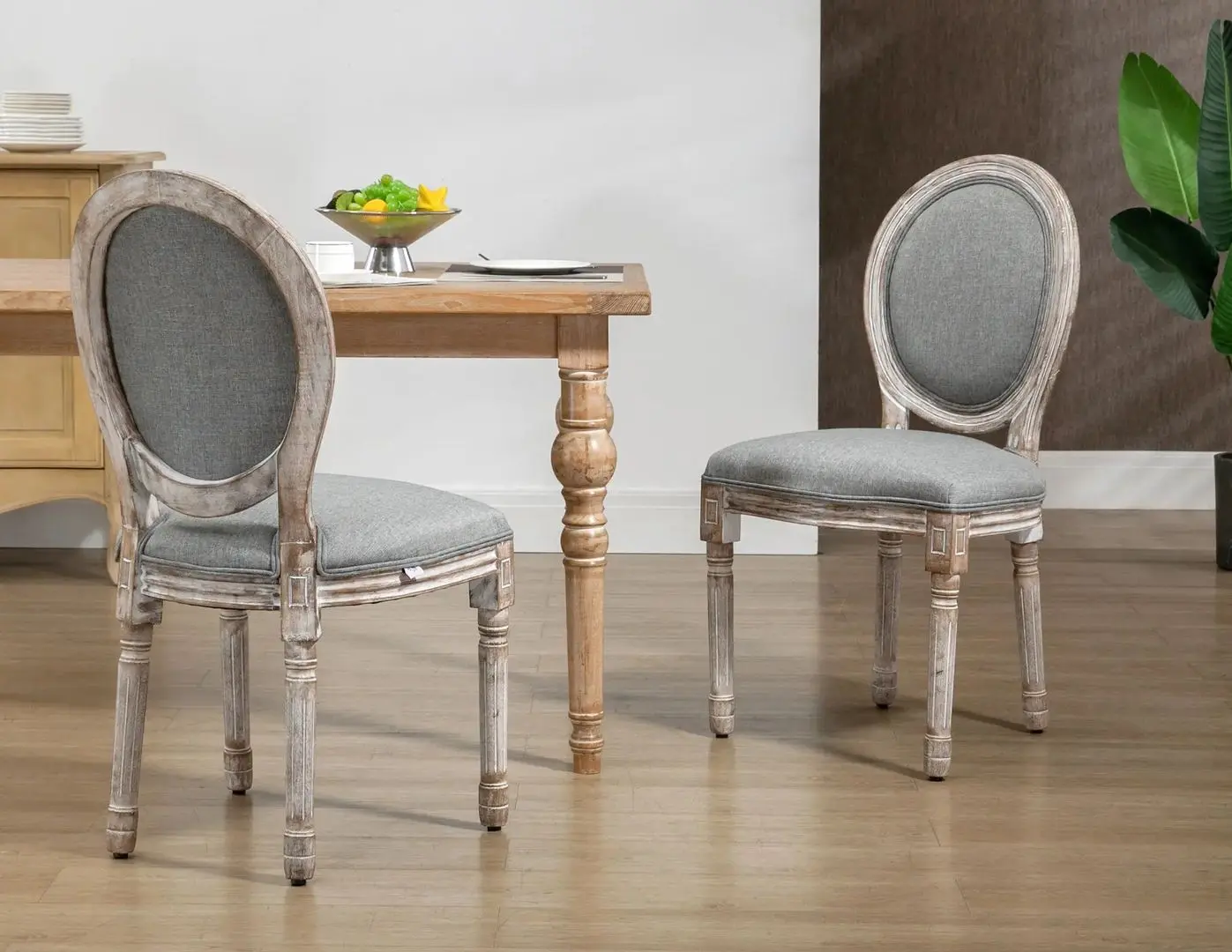 Set scaune Homcom 835-114V01GY 50x55x96 cm (Grey/Antique Wood) - 6