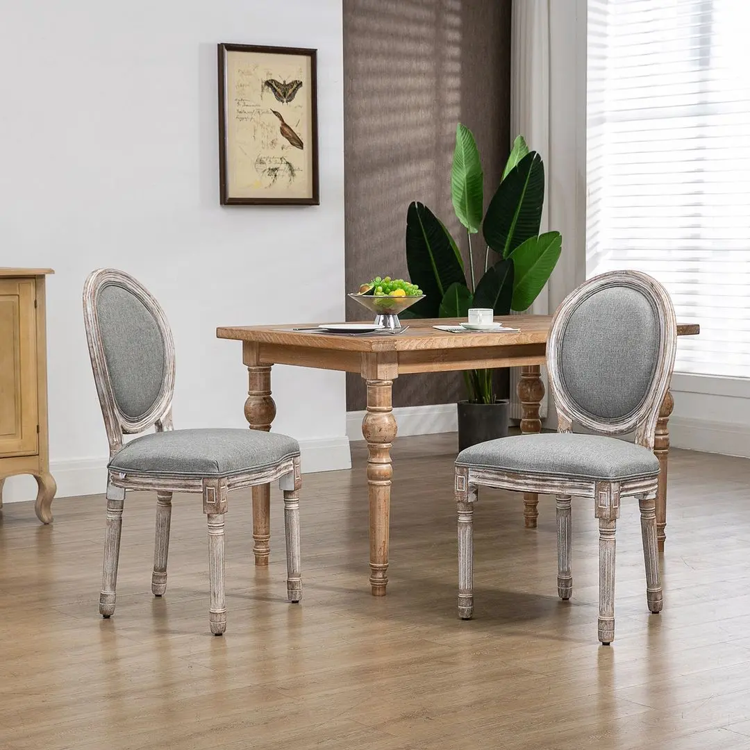 Set scaune Homcom 835-114V01GY 50x55x96 cm (Grey/Antique Wood)