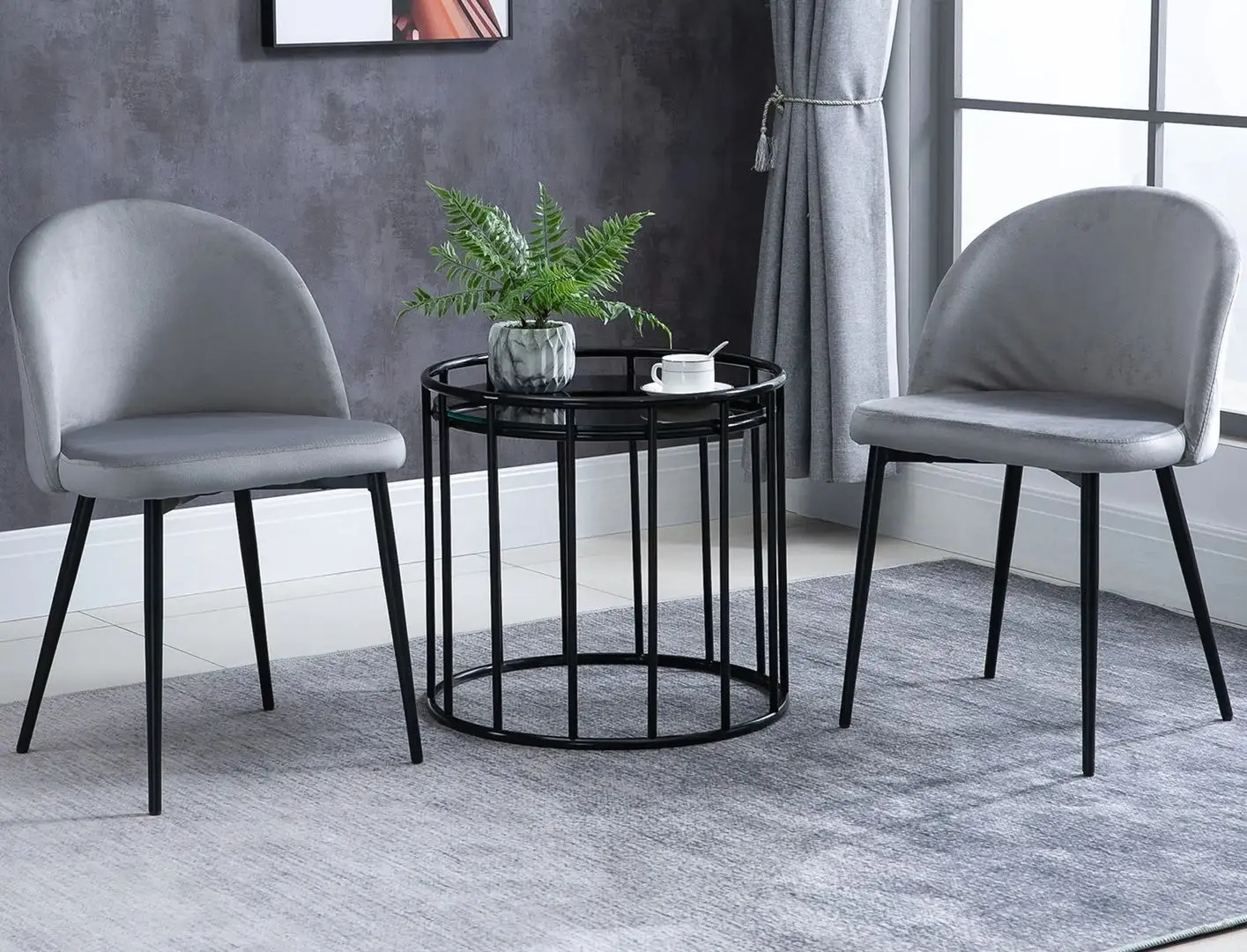 Набор стульев Homcom 835-139GY 49x50x77 cm (Grey/Black)