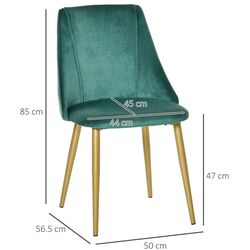 Набор стульев Homcom 835-380 50x56x85 cm (Green/Gold) Thumb