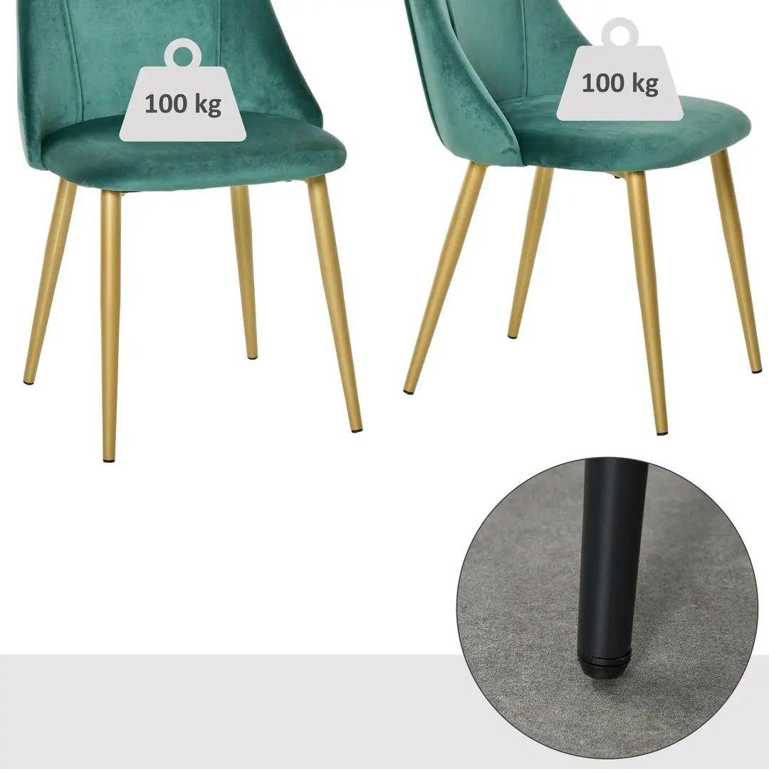 Набор стульев Homcom 835-380 50x56x85 cm (Green/Gold)