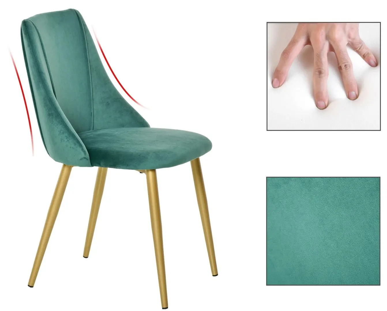 Набор стульев Homcom 835-380 50x56x85 cm (Green/Gold)