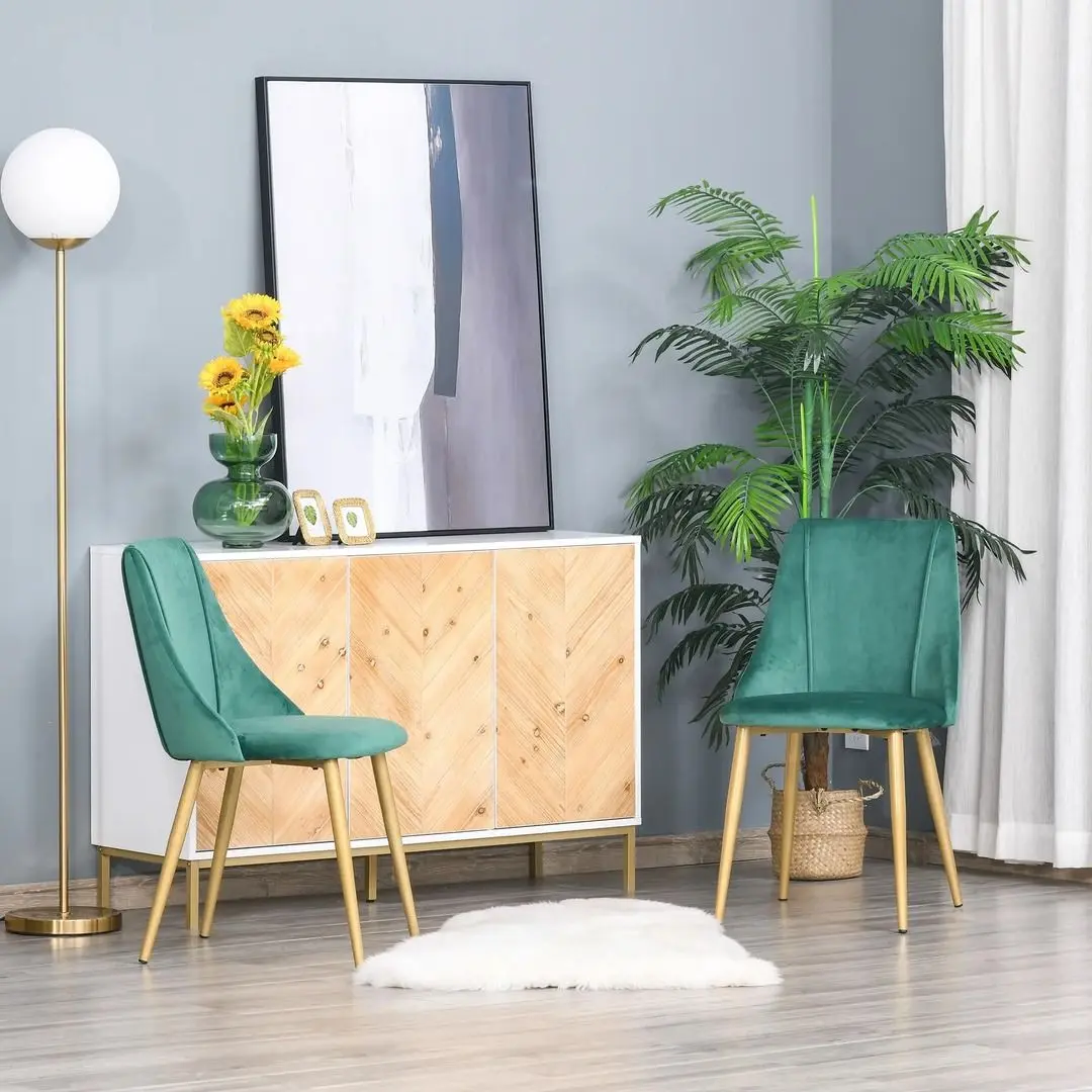 Набор стульев Homcom 835-380 50x56x85 cm (Green/Gold)