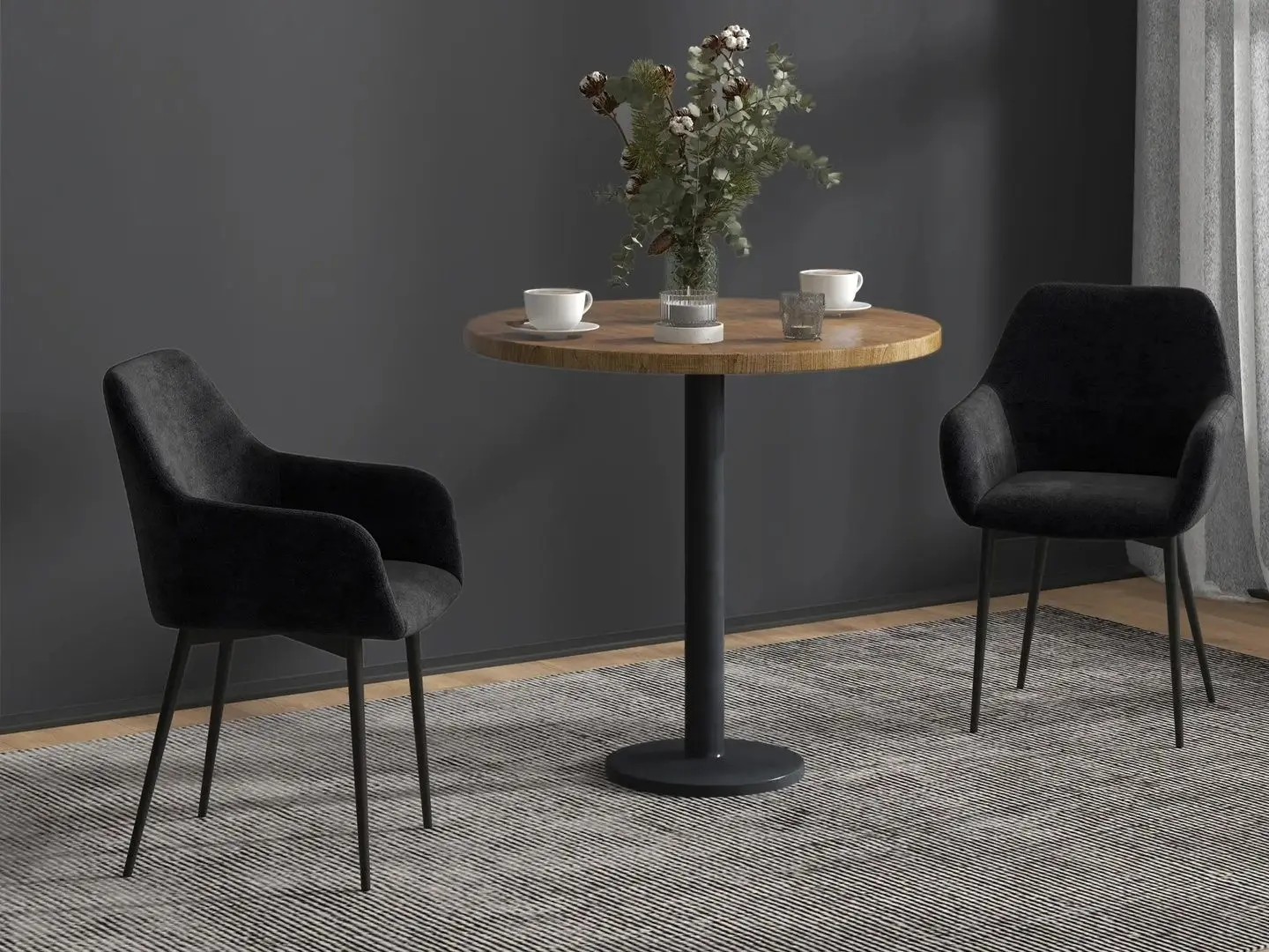 Set scaune Homcom 835-771V00BK 54x57x80 cm (Black)