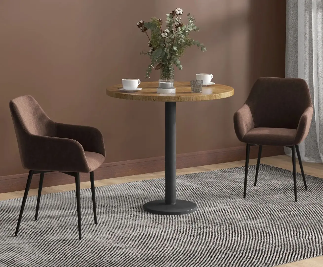 Набор стульев Homcom 835-771V00BN 54x57x80 cm (Brown/Black)