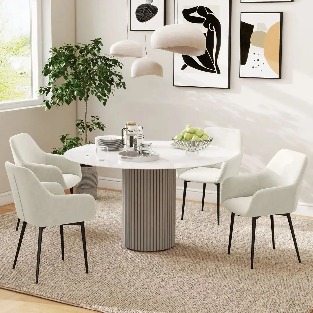 Set scaune Homcom 835-771V00CW 54x57x80 cm (White Cream/Black)