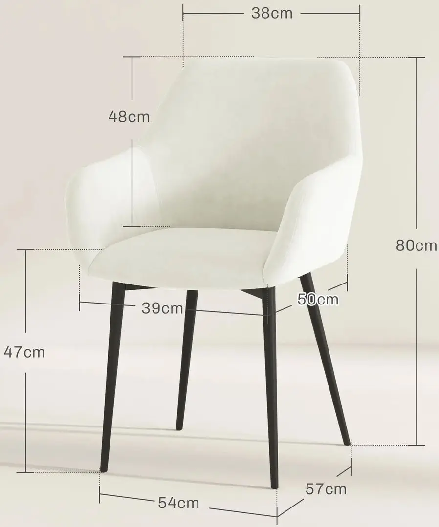 Set scaune Homcom 835-771V00CW 54x57x80 cm (White Cream/Black)