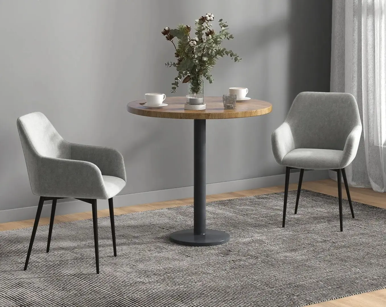 Набор стульев Homcom 835-771V01CG 54x57x80 cm (Dark Grey/Black)