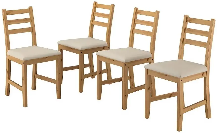 Set scaune Ikea Lerhamn 4 bucati (Aspect Antichizat/Vittaryd Bej)