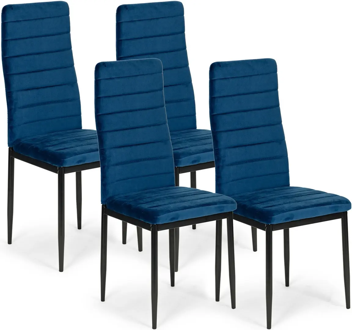 Set scaune Modern Home Velvet 4 (Blue/Black)