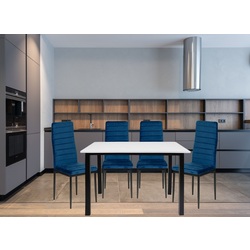 Set scaune Modern Home Velvet 4 (Blue/Black)