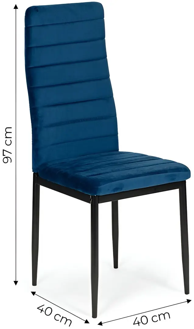 Set scaune Modern Home Velvet 4 (Blue/Black)