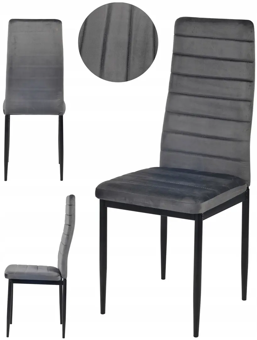 Set scaune Modern Home Velvet 4 (Grey/Black)
