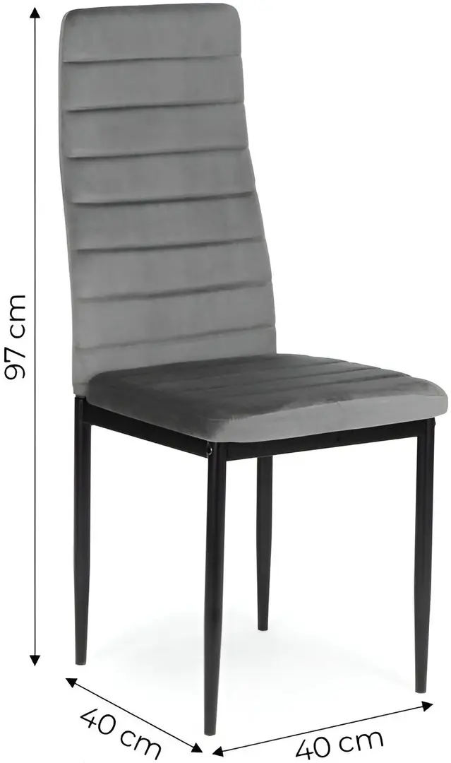 Set scaune Modern Home Velvet 4 (Grey/Black)