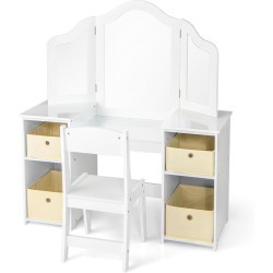 Set masa cu scaun si oglinda Costway HY10267WH (White) Thumb
