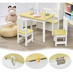 Set masa + 2 scaune + 1 banca Costway HY10266NA (Natural/White) Thumb