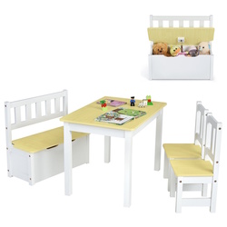 Set masa + 2 scaune + 1 banca Costway HY10266NA (Natural/White) Thumb