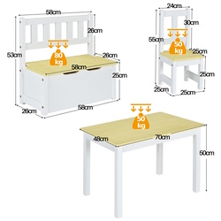 Set masa + 2 scaune + 1 banca Costway HY10266NA (Natural/White) Thumb