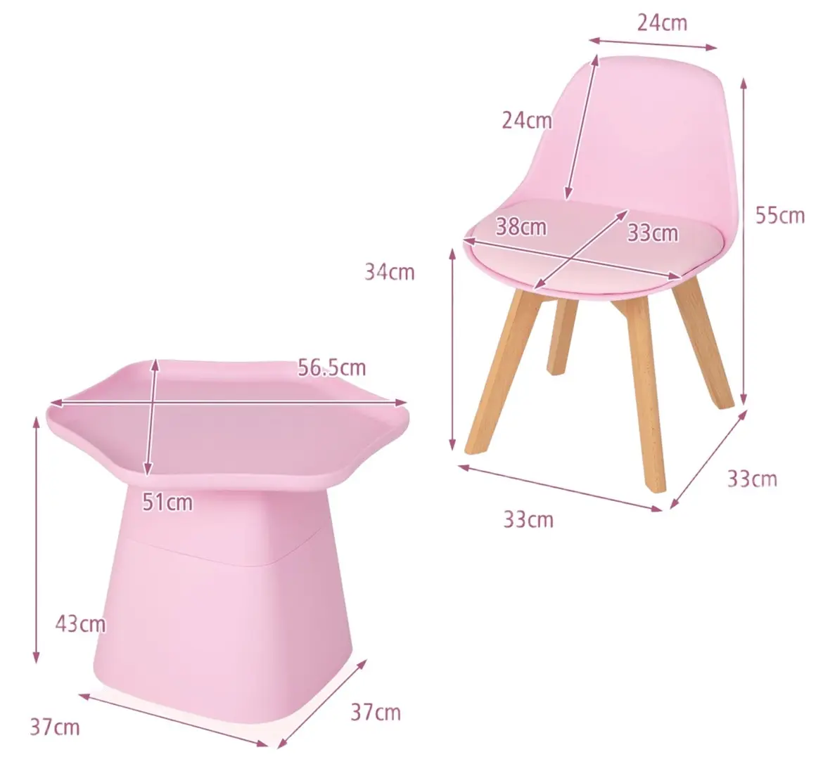 Set masa + 2 scaune Costway HY10041PI (Pink)