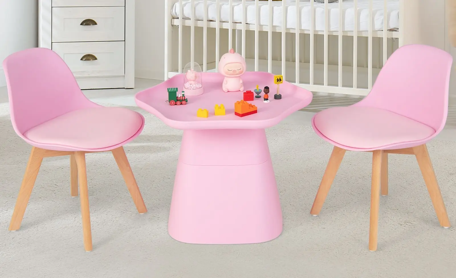 Set masa + 2 scaune Costway HY10041PI (Pink)