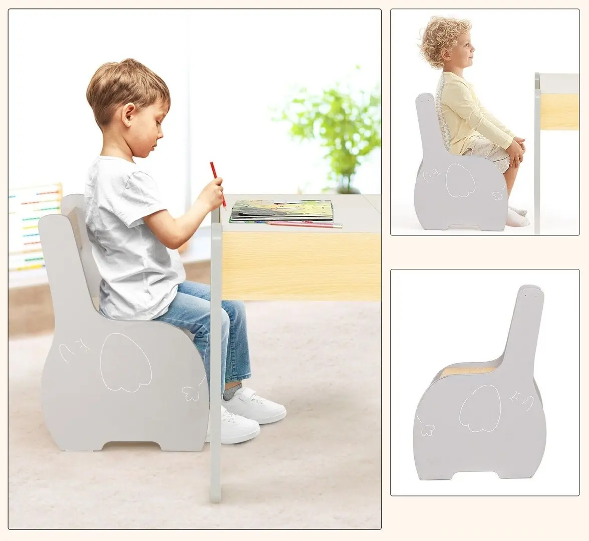 Set masa + 2 scaune Costway HY10080GR (Grey/Natural)