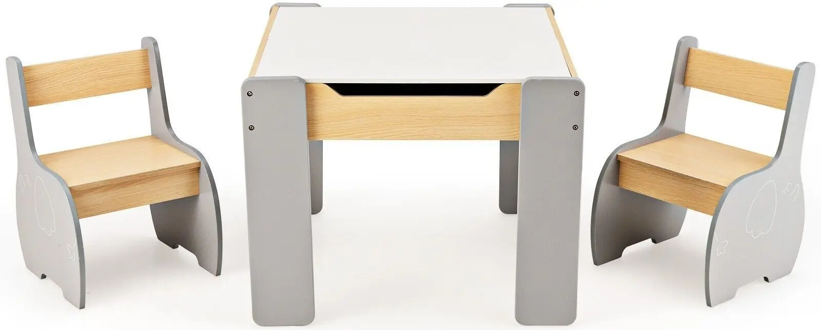 Set masa + 2 scaune Costway HY10080GR (Grey/Natural)