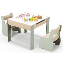 Set masa + 2 scaune Costway HY10080LS (Green/Natural) Thumb