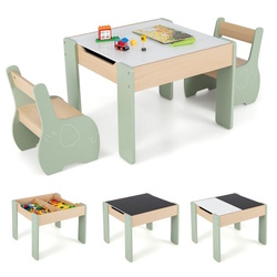 Set masa + 2 scaune Costway HY10080LS (Green/Natural) Thumb