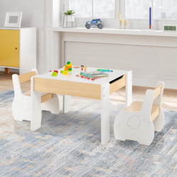 Набор стол + 2 стульчика Costway HY10080WH (White/Natural)