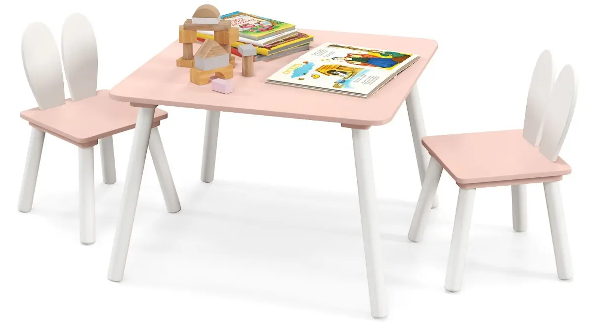 Set masa + 2 scaune Costway HY10103PI (Powdery Pink/White)