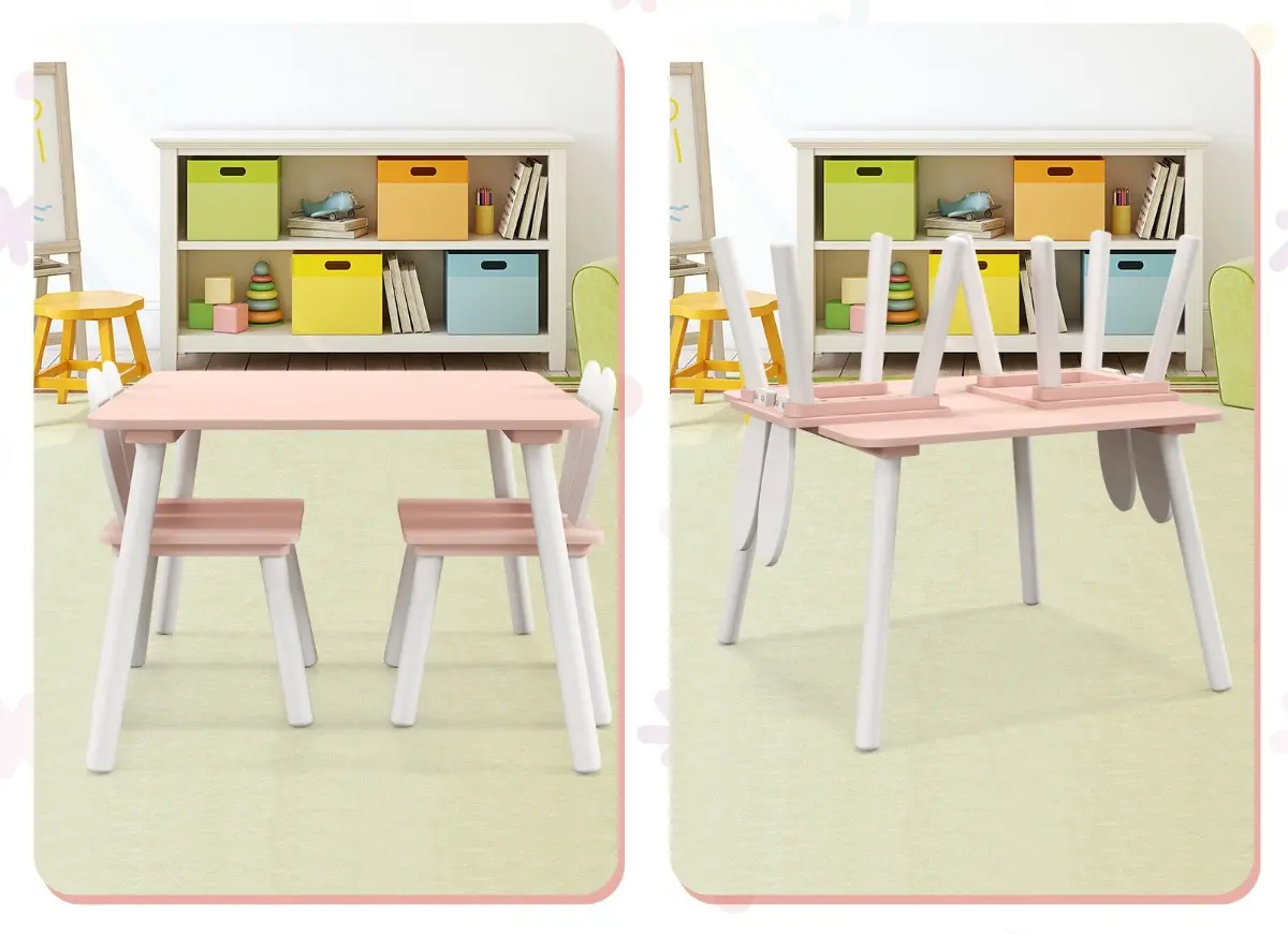 Set masa + 2 scaune Costway HY10103PI (Powdery Pink/White)