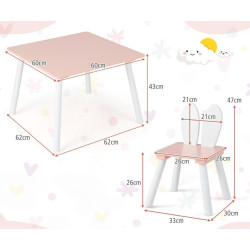 Set masa + 2 scaune Costway HY10103PI (Powdery Pink/White) Thumb