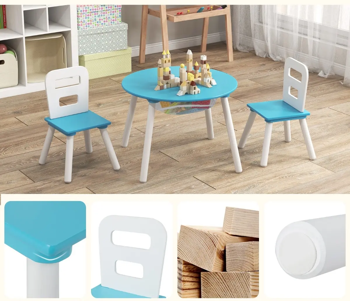 Set masa + 2 scaune Costway HY10249GN (White/Green)