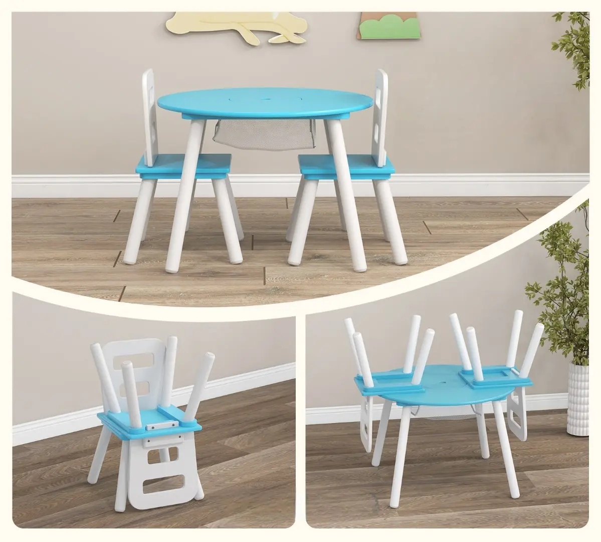 Set masa + 2 scaune Costway HY10249GN (White/Green)