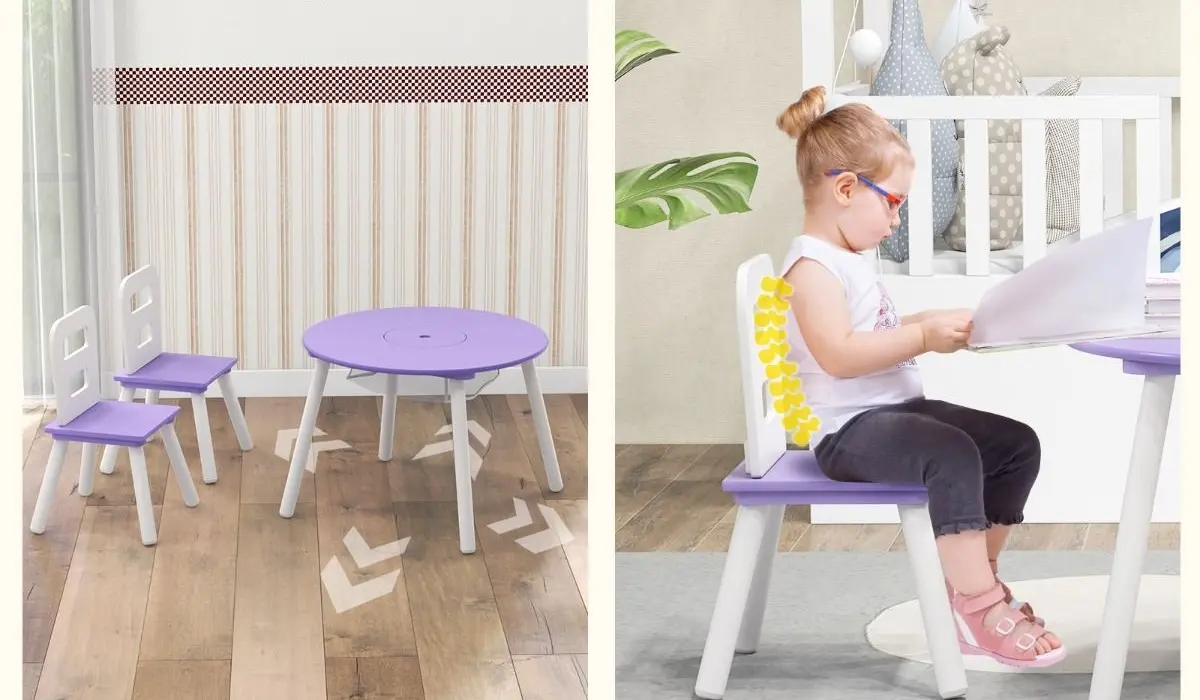 Set masa + 2 scaune Costway HY10249PU (White/Purple)