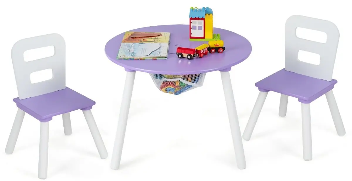 Set masa + 2 scaune Costway HY10249PU (White/Purple)