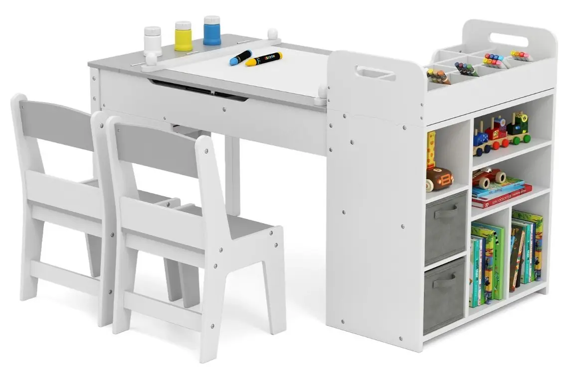 Set masa + 2 scaune Costway HY10310GR (White/Grey)