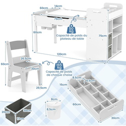 Set masa + 2 scaune Costway HY10310GR (White/Grey) Thumb