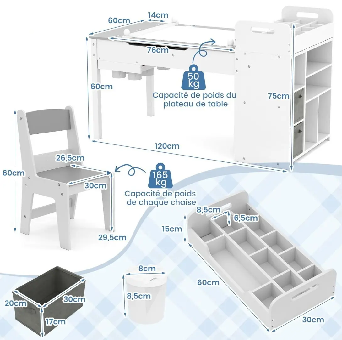 Set masa + 2 scaune Costway HY10310GR (White/Grey)