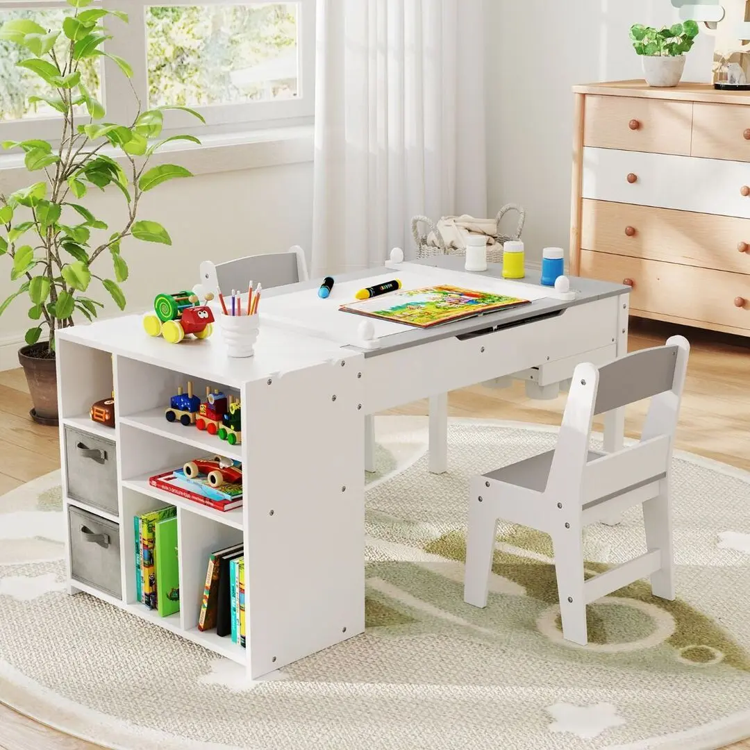 Set masa + 2 scaune Costway HY10310GR (White/Grey)