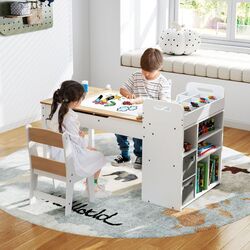 Set masa + 2 scaune Costway HY10310NA (White/Natural) Thumb