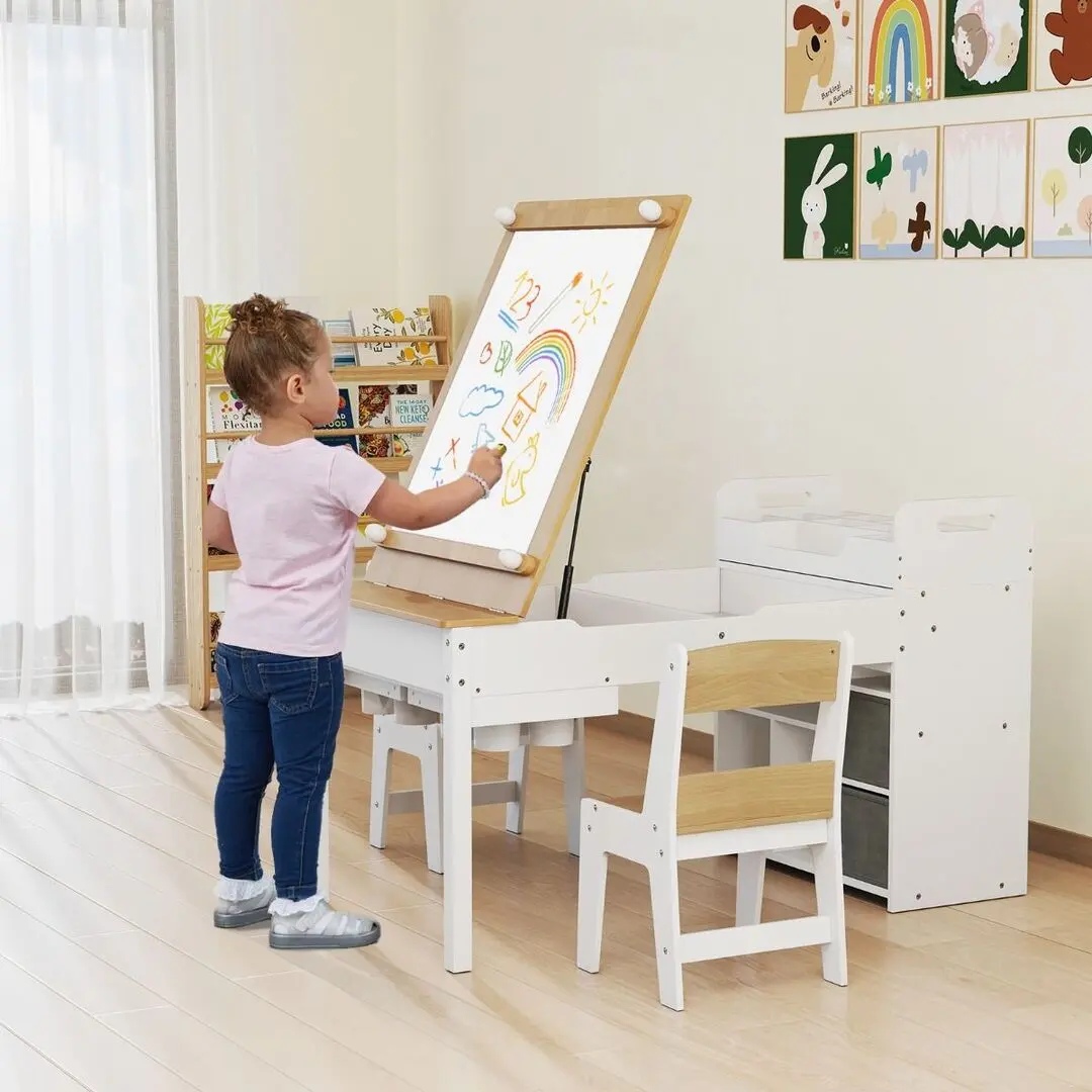 Set masa + 2 scaune Costway HY10310NA (White/Natural) - 4