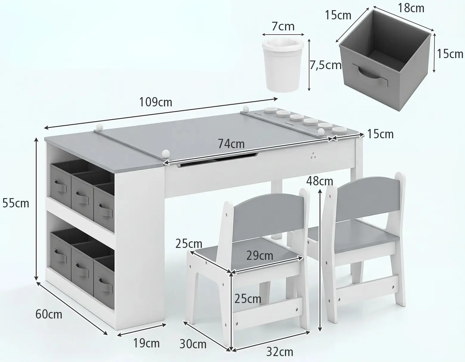 Set masa + 2 scaune Costway HY10447GR (Grey/White) - 3