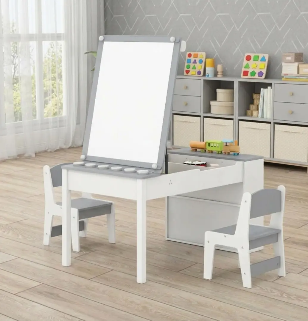 Set masa + 2 scaune Costway HY10447GR (Grey/White)