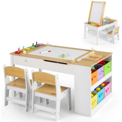 Set masa + 2 scaune Costway HY10447NA (White/Natural) Thumb