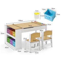 Set masa + 2 scaune Costway HY10447NA (White/Natural) Thumb