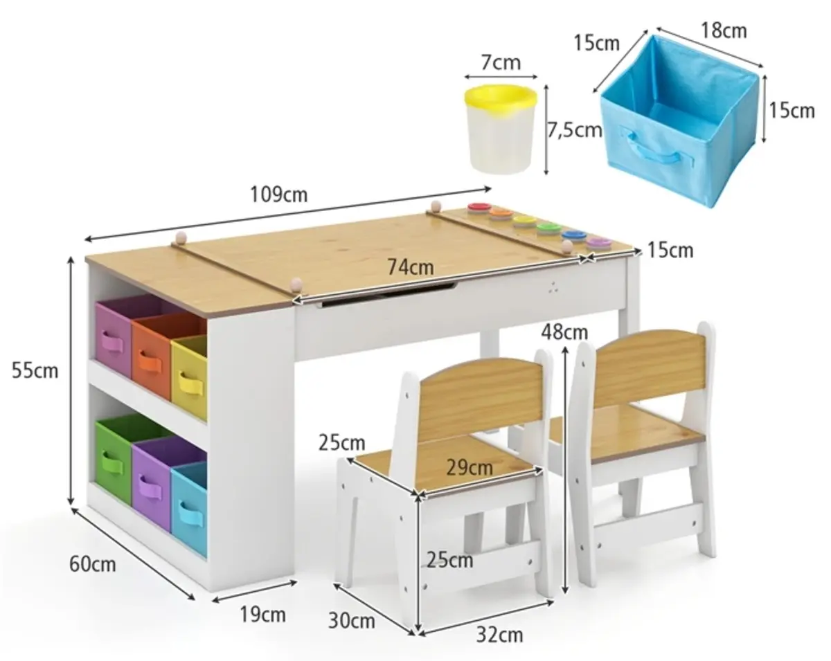 Set masa + 2 scaune Costway HY10447NA (White/Natural) - 3