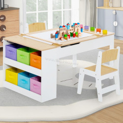 Set masa + 2 scaune Costway HY10447NA (White/Natural)